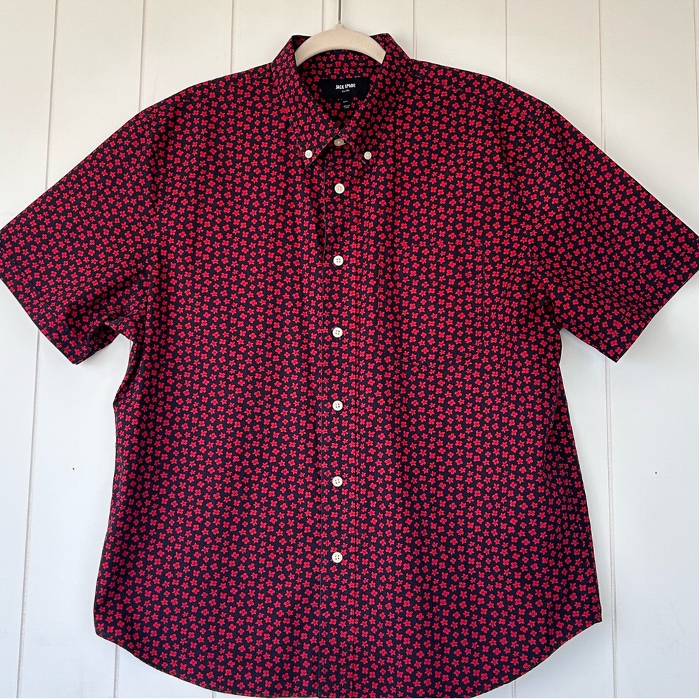 Jack Spade Men’s Flowered Button Down Shirt Short Sleeved Size XL
